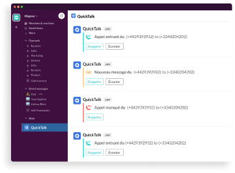 Quicktalk | Intégration Slack